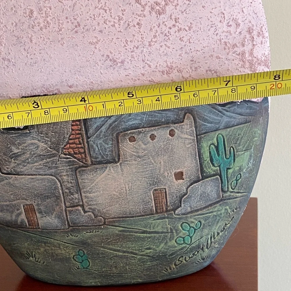Vintage SUSAN OLSON Art Pottery Southwestern Pueblo Village Vase Lava glaze